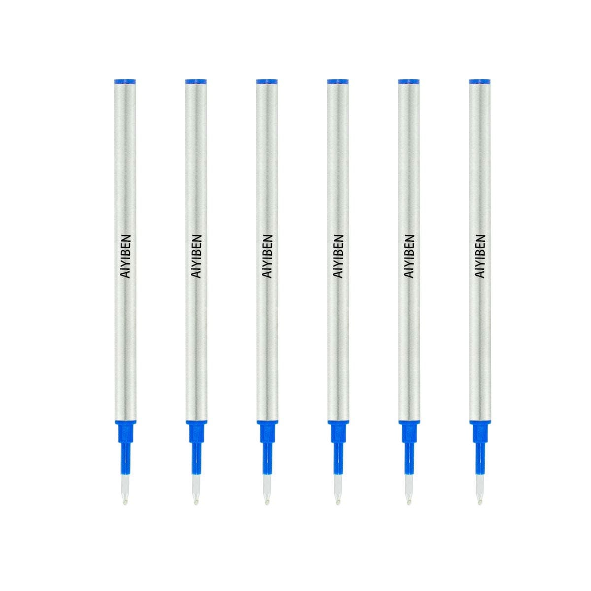 4.37'' Rollerball Pen Refills, Roller Ball Fine Point 0.5mm, German Ink Refill Pack of Replaceable Pen Refills Medium Point(6 Pack) (Blue)