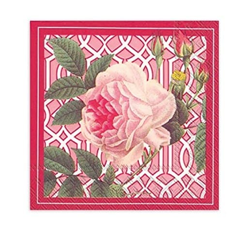 Ideal Home Range C706700 Caskata Studio 20 Count Paper Cocktail Napkins, Trellis Rose