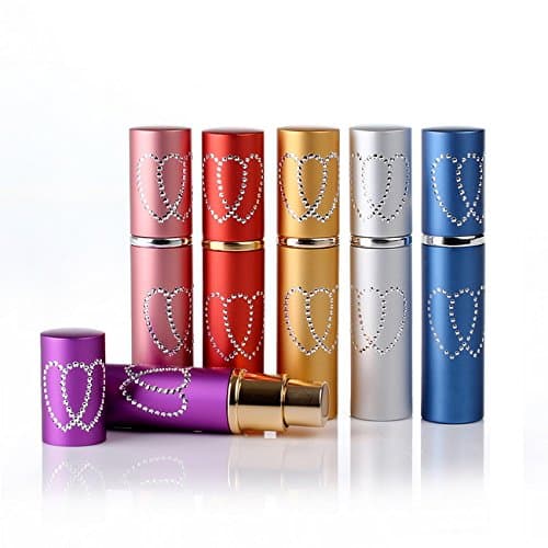 SIMPLE-E 6pcs 5ml Heart Portable Refillable Perfume Atomizer Spray Empty Bottle Best Gift for Travel