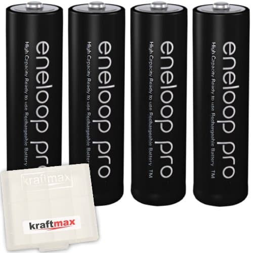 Kraftmax Panasonic Eneloop Pro XX AA/Mignon Batteries 3rd Generation 2550 mAh High Power, Pack of 4