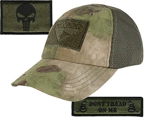Gadsden and Culpeper Operator Cap Bundle - w Punisher/Dont Tread Patches (Atacs-FG Cap - Mesh)