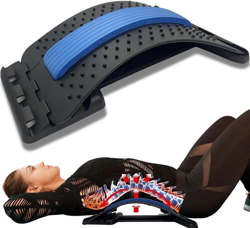 Piercell Back Pain Relief Back Stretcher Spinal Curve Back Relaxation Device Massager Bed Chair Full Set Lumber Region Posture Corrector Acupressure Lower & Upper Muscle-Plastic,(Black)