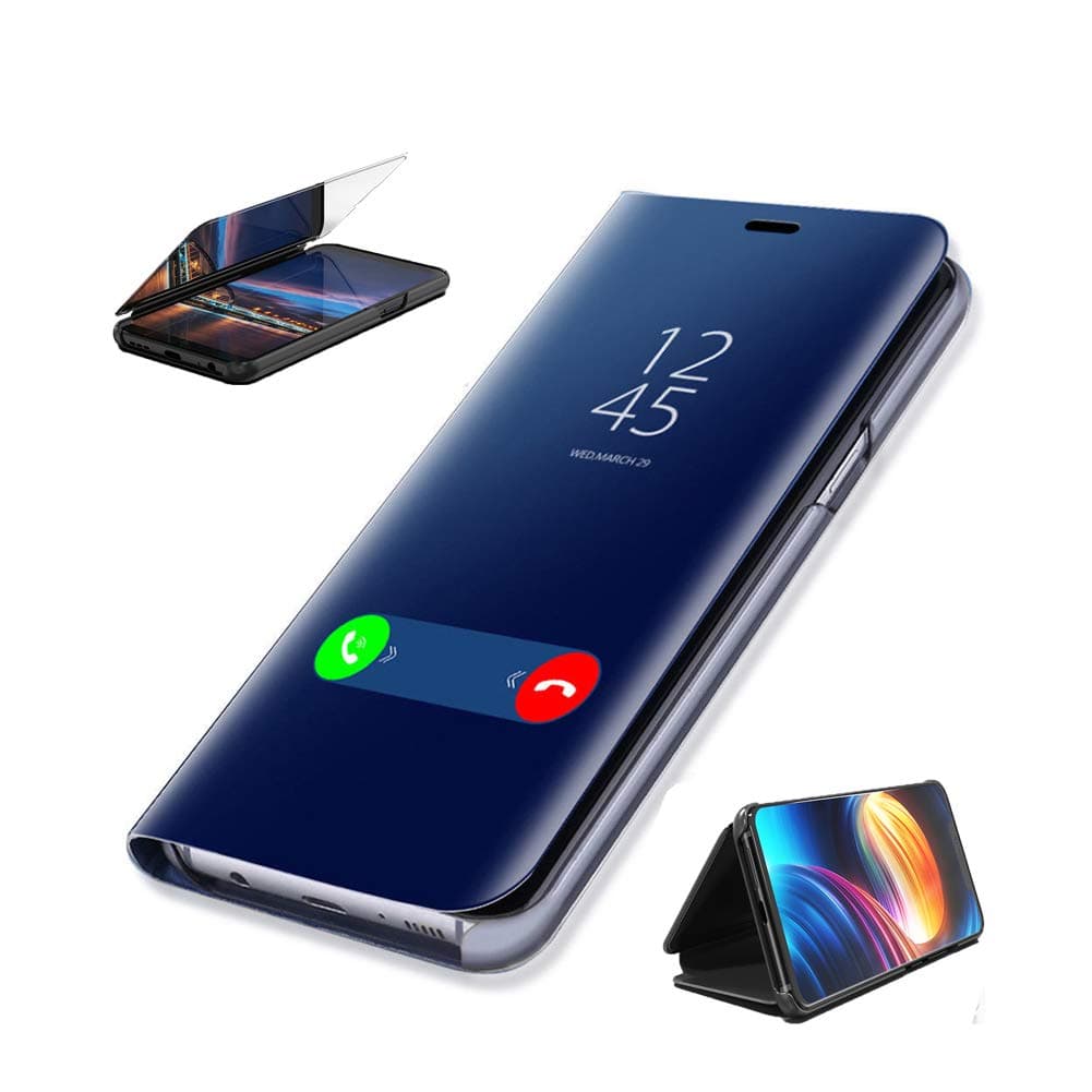 Vanqiang Smart Mirror Flip Case Compatible with Huawei Honor 9 10 Lite Mate 9 10 20 Pro P9 P10 P20 Lite Y6 Smart Nova 3i 3e 3 Protective Cover (Purple Blue, Compatible with Huawei P10 Lite)