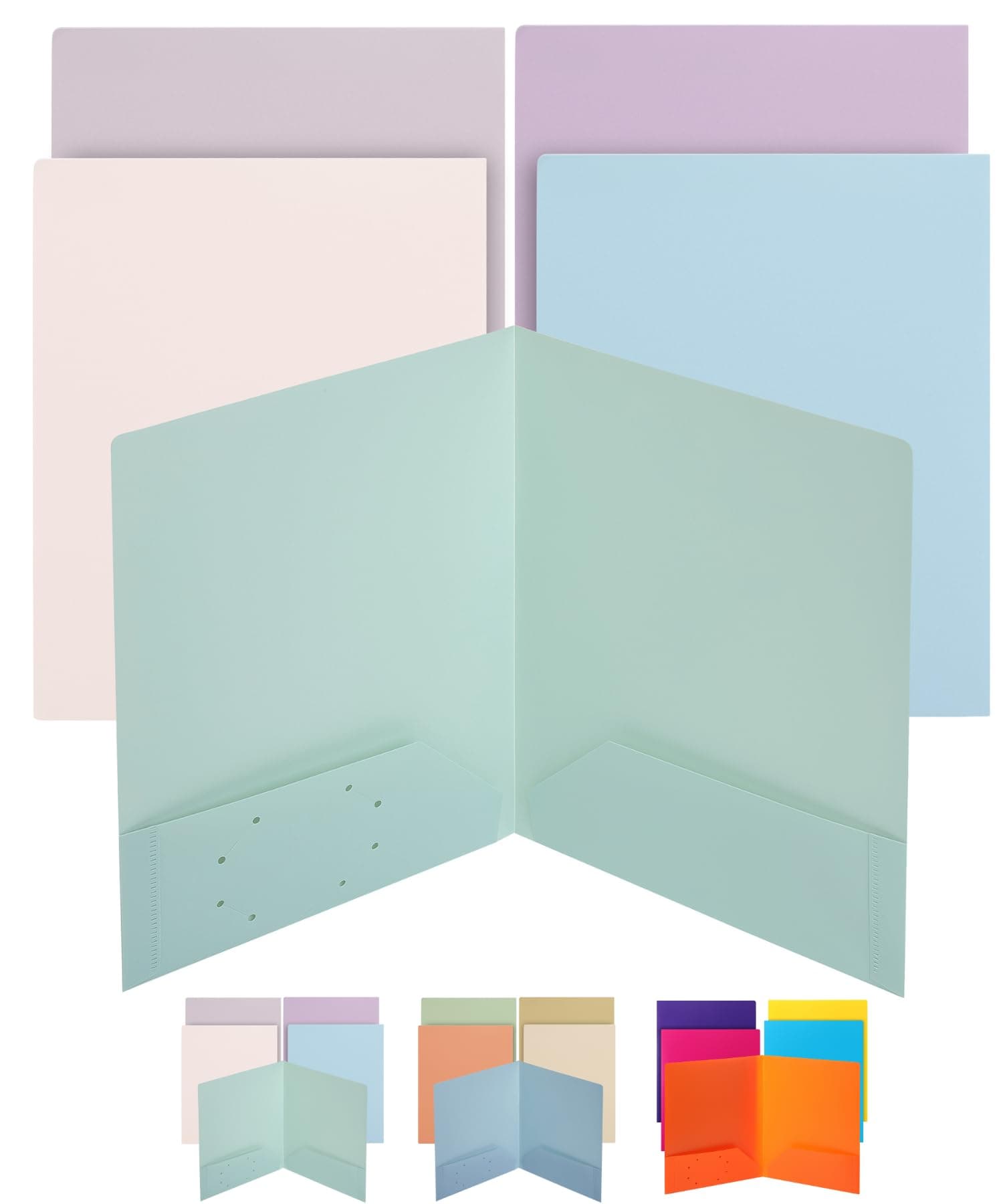 Mr. Pen- Plastic Folders with Pockets, 5 pcs, Muted Pastel Colors, 2 Pocket Plastic Folders, File Folders with Pocket