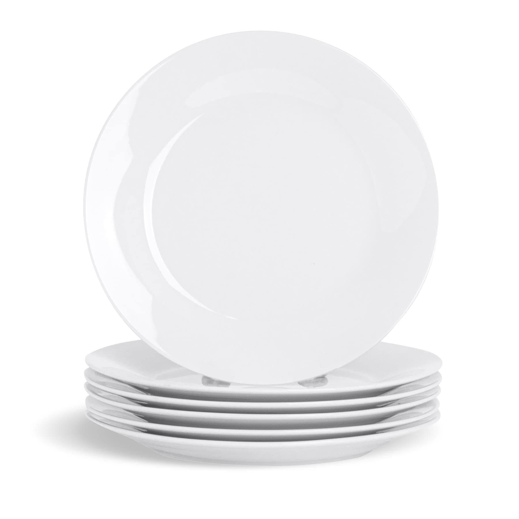 Argon Tableware 24x White Wide Rimmed Dessert/Small Dinner Plate 19cm (7.5") - Desert Serving Dinner Set Bread Plate - Microwave and Dishwasher Safe