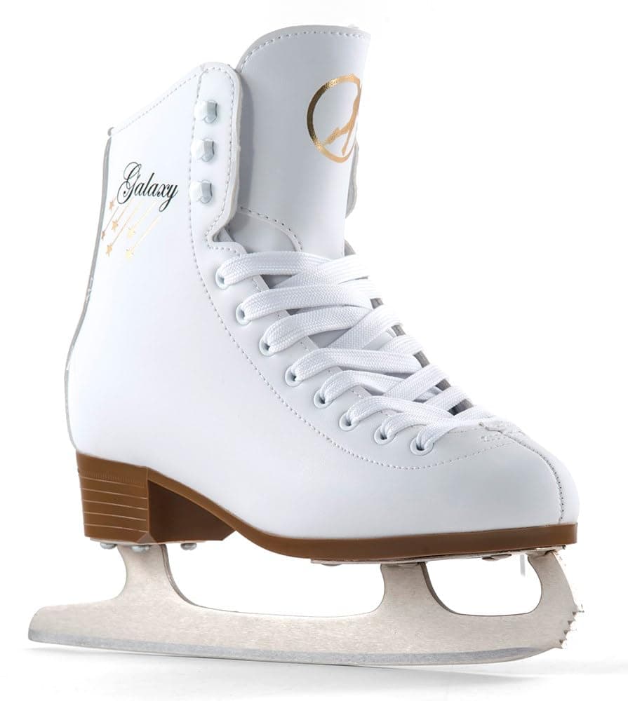 SFR Galaxy Figure Ice Skate with Pre-Sharpened Carbon Stainless Blade and Ergonomic Heel Design | Timeless and Elegant Women's and Men’s Ice Skating Nu-buck Sueded Feel Lining and Printed Side Details