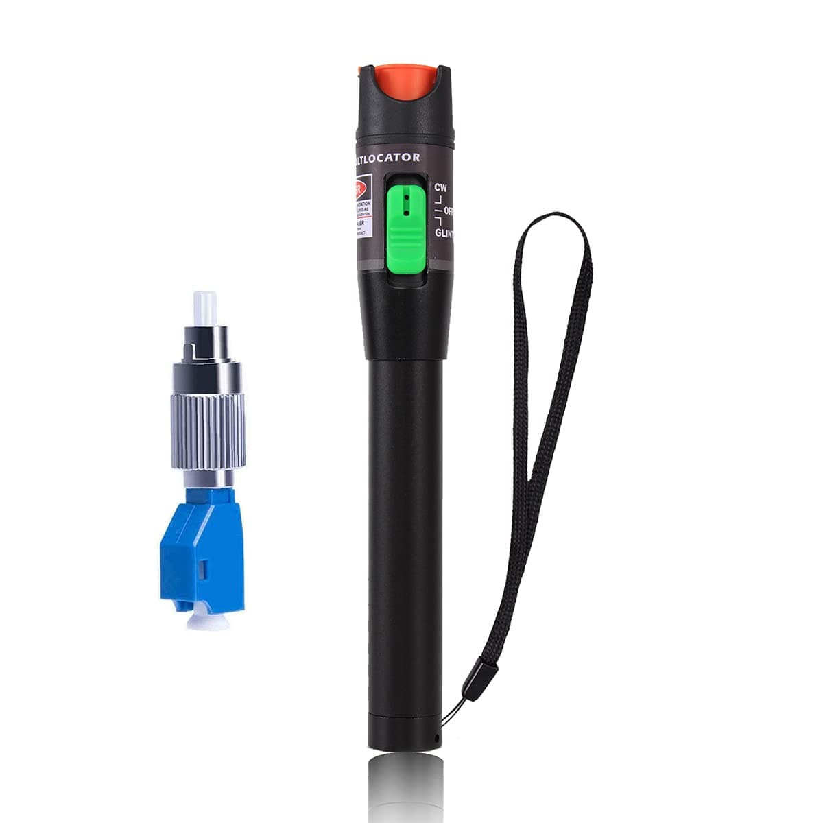 Visual Fault Locator 30KM, VFL Fiber Optic Tester Kit Include Single Mode 9/125um FC Male to LC Female Adapter, Fib er Light Pen for Fiber Network Cable Test