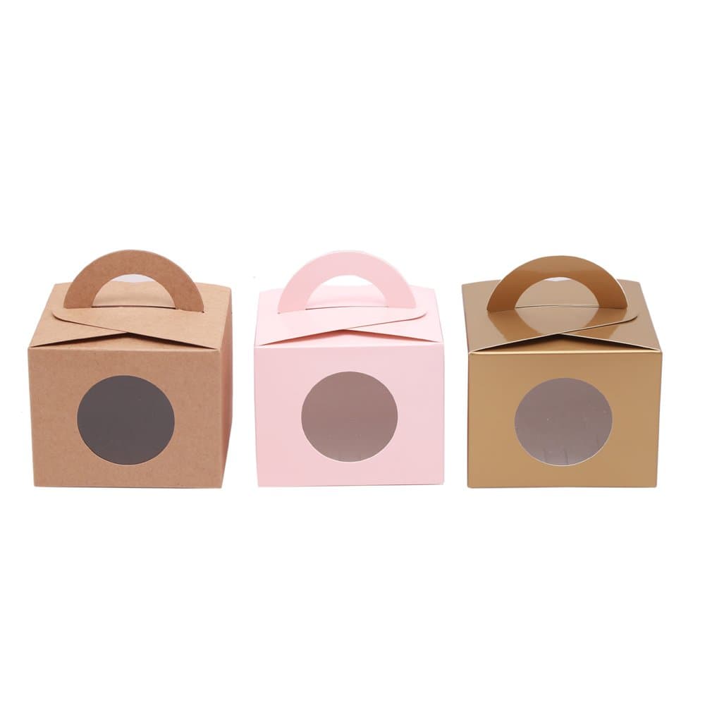 EZEK MultiColour Gift Boxes With Window and Handler, Picnic Wedding Birthday Valentine Party, packs of 12