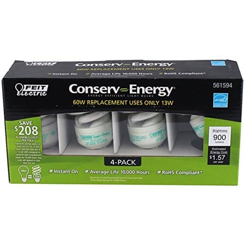 Feit 13w Energy Efficient Light Bulbs 60w Equivalent 4 Pack