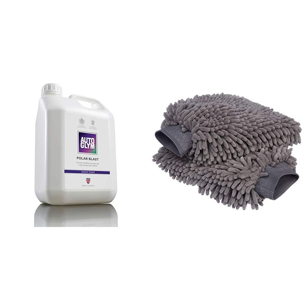 Autoglym PB002.5 Polar Blast, 2.5 L & Amazon Basics Deluxe Microfiber Car Wash Mitt (2 Pack)