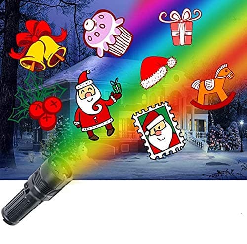KMASHI Christmas Light, LED Portable Flashlight Build in 12 Rotatable Patterns, Battery Operated Projector Light Holiday Decorative Light for Christmas Home Birthday Party Decoration