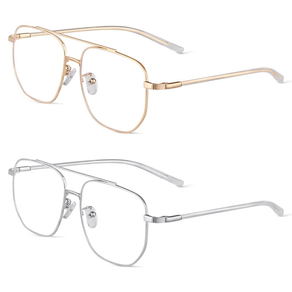 ACWOO Blue Light Blocking Glasses, 2PCS Anti Blue Light Gaming Glasses Fashion Glasses, Blue Light Blocking Glasses Blue Filter Glasses for Women Men