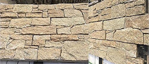 MCM3 3 Pack Natural Exterior Wall Stone Cladding Designs For House and Garden Floor,Stone Panels,Easy to install,Sliver Yellow,24''x8-3/4''/pc,4.35sqft/box