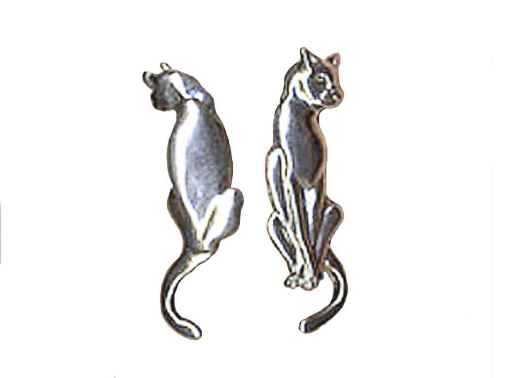 Cat Back & Front - 1.75 Inch Pewter Earrings