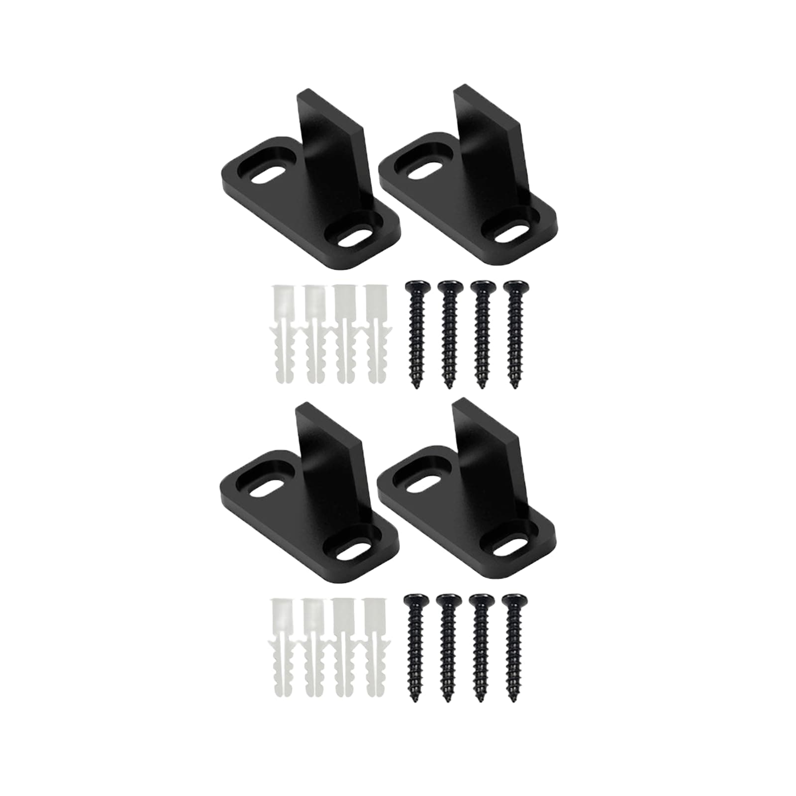 dophee4pcs POM Plastic T-Shape Adjustable Sliding Barn Door Floor Guide for Bottom of Sliding Door Furniture Hardware with Screw, 1.77"x0.79", Black