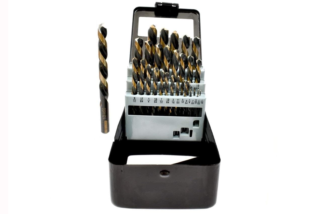29PC Left Hand Industrial Black & Gold Drill Bit Set 135 degree split Point