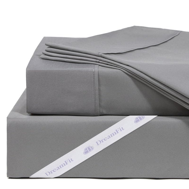 DreamFit Premium 100% Brushed Microfiber Sheet Set, Experience Ultra-Soft Comfort, Deep Pocket Design, Cooling Technology, and Care-Free Washing for a Luxurious Sleep Experience, Gray King