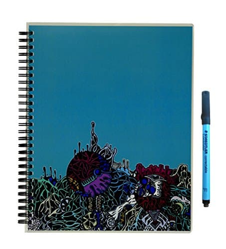 Scrubby Reusable Whiteboard Notebook — blank 8" x 10" — Alien Landscape Cover