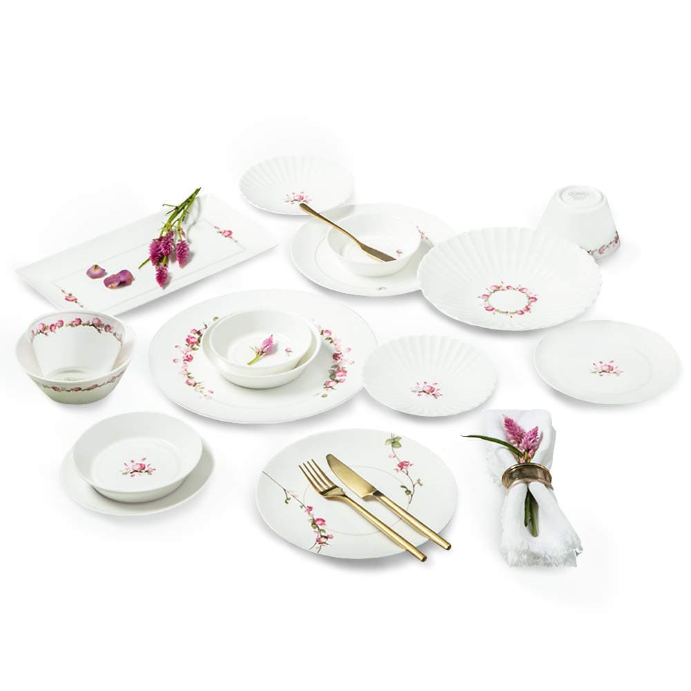 Hankook Chinaware 한국도자기 Rose Day Dining Set for 4, Dinnerware, Korean Fine Bone-China, Dojagi, Ceramic