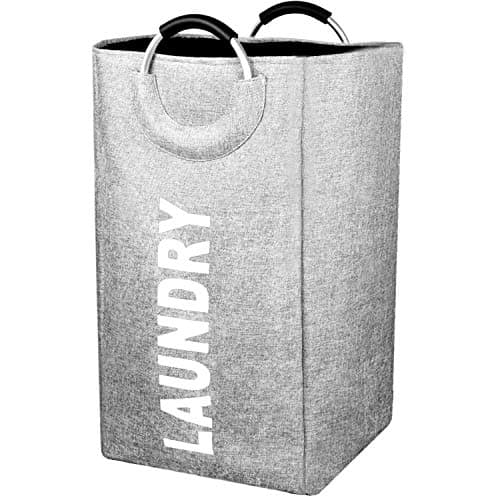 Large Collapsible Laundry Hamper Bag with Metal Handles, Foldable Laundry Basket Dirty Clothes Sorter and Organizer for College Dorm