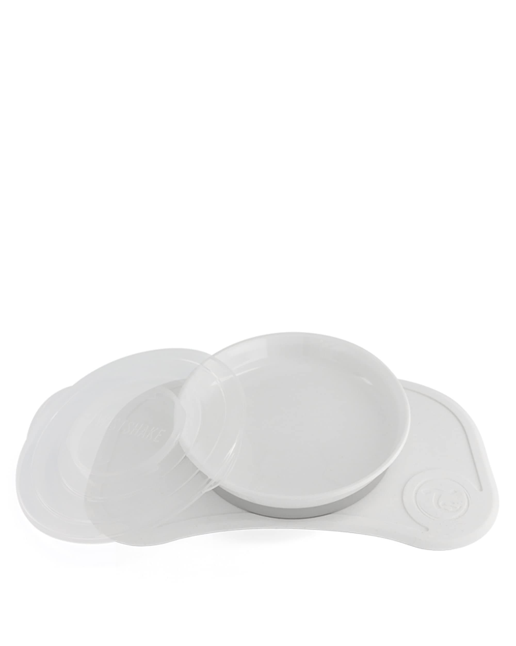 TwistshakeClick Mat Mini Set | Children's Non-Slip Tableware | Infant Plate + Placemat (31x17) | BPA-Free | Kids Suction Plate | Food Training for Toddlers 6m+ | White