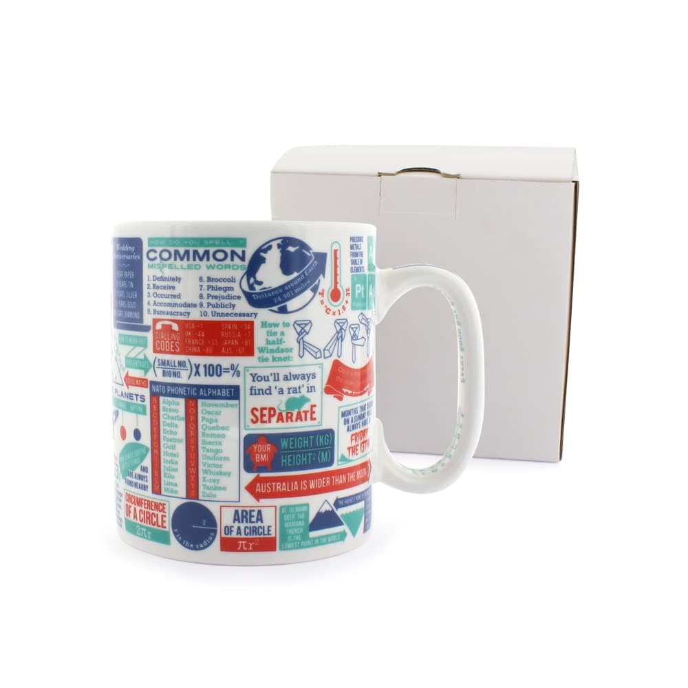 Ginger Fox Really Useful Tips Novelty Mug - Crammed Full of Useful Tips, Tricks & Everyday General Knowledge - Perfect for A Brainiac Or to Revise for Trivia Night