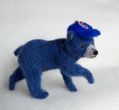 Needle Felted Blue Cubbie Bear, Chicago