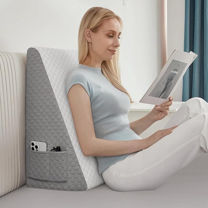 Bed Wedge Pillow, 8 inch Wedge Pillow for Sleeping, Elevated Body Pillow for Back Support, Acid Reflux, Leg, Neck Pain, Snoring, Triangle Pillow Wedge - Cooling Memory Foam Top