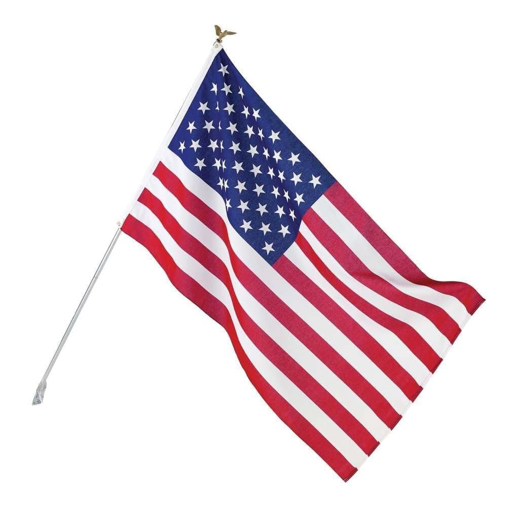Valley Forge, American Flag Kit, Poly-Cotton, 3' x 5', 100% Made in USA, Grommeted Flag, 6' Steel Pole and Bracket