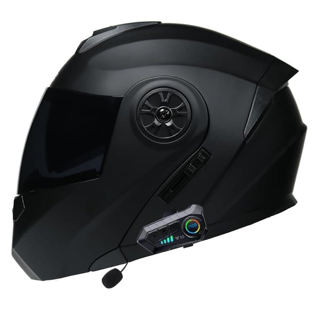 Bluetooth Modular Motorcycle Helmets, DOT/ECE Approved Full Face Motorcycle Helmet with Flip Up Dual Visor for Adults Men and Women A XL
