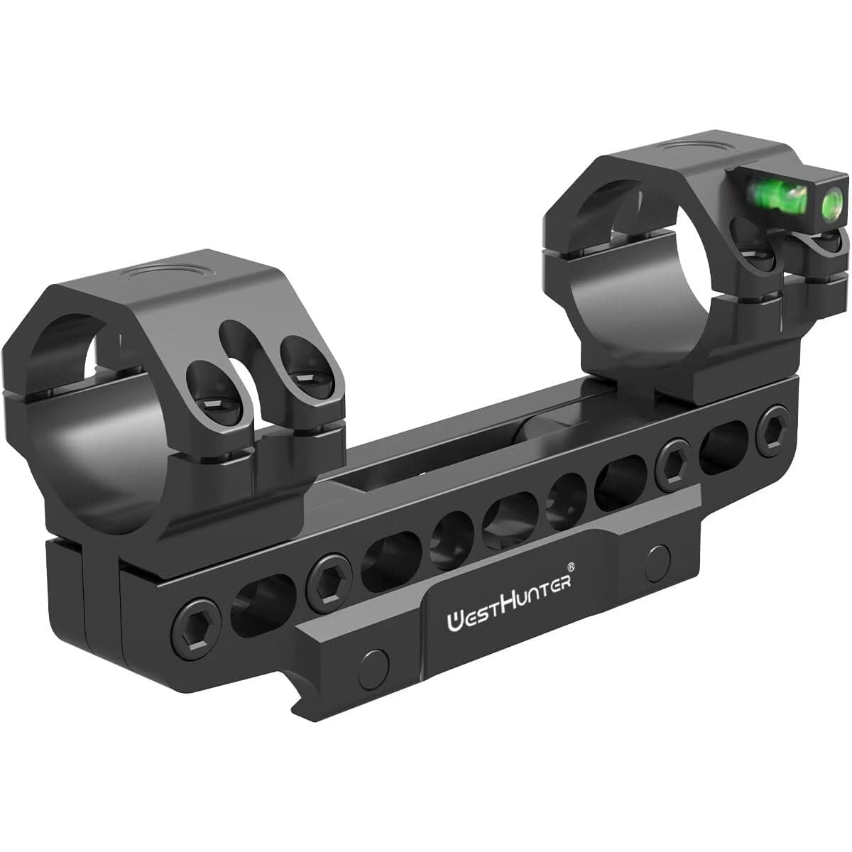 WestHunter Optics 100 MOA Precision Picatinny Scope Mount - 30mm 34mm Offset Cantilever Riflescope Mount with Bubble Level & 1-inch Adapter | Adjustable Height, Length, and Angle