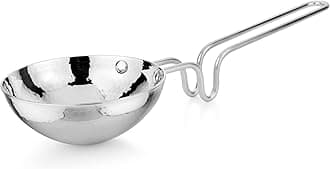 Prabha Heavy Gauge Stainless Steel Hammered Finish Tadka Pan with Handle Unbreakable, Capacity 0.25 L, Size 110 mm