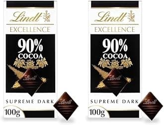 EXCELLENCE Dark 90 Percentage Cocoa dark chocolate bar, 100 g (Pack of 2)