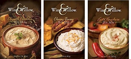 Wind & Willow Dip Mix Variety Pack - Cheesy Bacon, Chipotle Cheddar, and Fiesta Ranchero