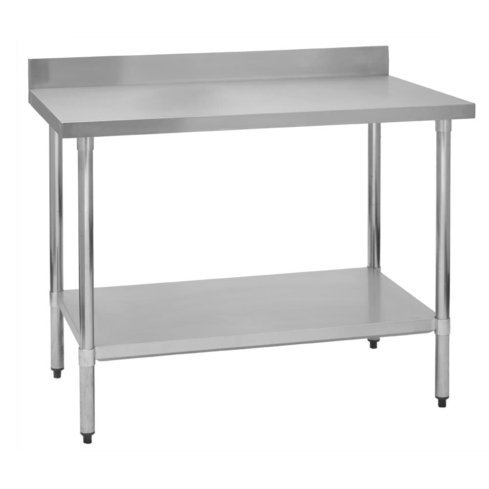 Fenix Sol Stainless Steel Commercial Kitchen Work Prep Table, 30" W x 36" L x 36" H, 4" Backsplash, NSF Certified