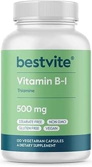 Athinika Nutrition Vitamin B-1 (Thiamin) 500mg (120 Vegetarian Capsules) - No Stearates - Vegan - No Calcium Carbonate - Non GMO - Gluten Free - No Silicon Dioxide