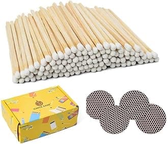 4" White Matches, 100 Count Extra Long Safety Wooden Matches for Candles, Fireplace | Match Sticks with Striker, Box of Match By IGNITE EASE