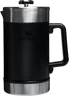 STANLEY Classic Stay-Hot French Press Coffee Maker 48 oz | 5 Minute Brew, 4 Hours Hot | Mesh Filter for Coffee Grounds | Insulated Stainless Steel French Press | BPA-Free | Black 2.0