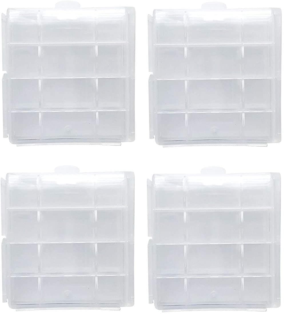 Battery Case AA/AAA Battery Holder Container Compact Portable Organizer Storage Case Insulative Plastic Clear Protective Battery Case for Travelling/Home/Office/School/Garage(4 PCS)