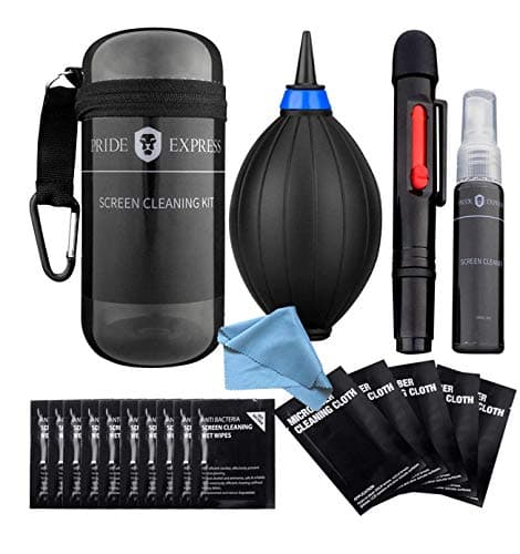 Screen Cleaning Kit for iPhone, iPad, Samsung, Eyeglasses, Laptops, Computers, Mirror and Lens Cleaning Wipes for Canon, Nikon, Sony DSLR Cameras, Car Touch Screens,High Grade Nylon Anti-Static Brush