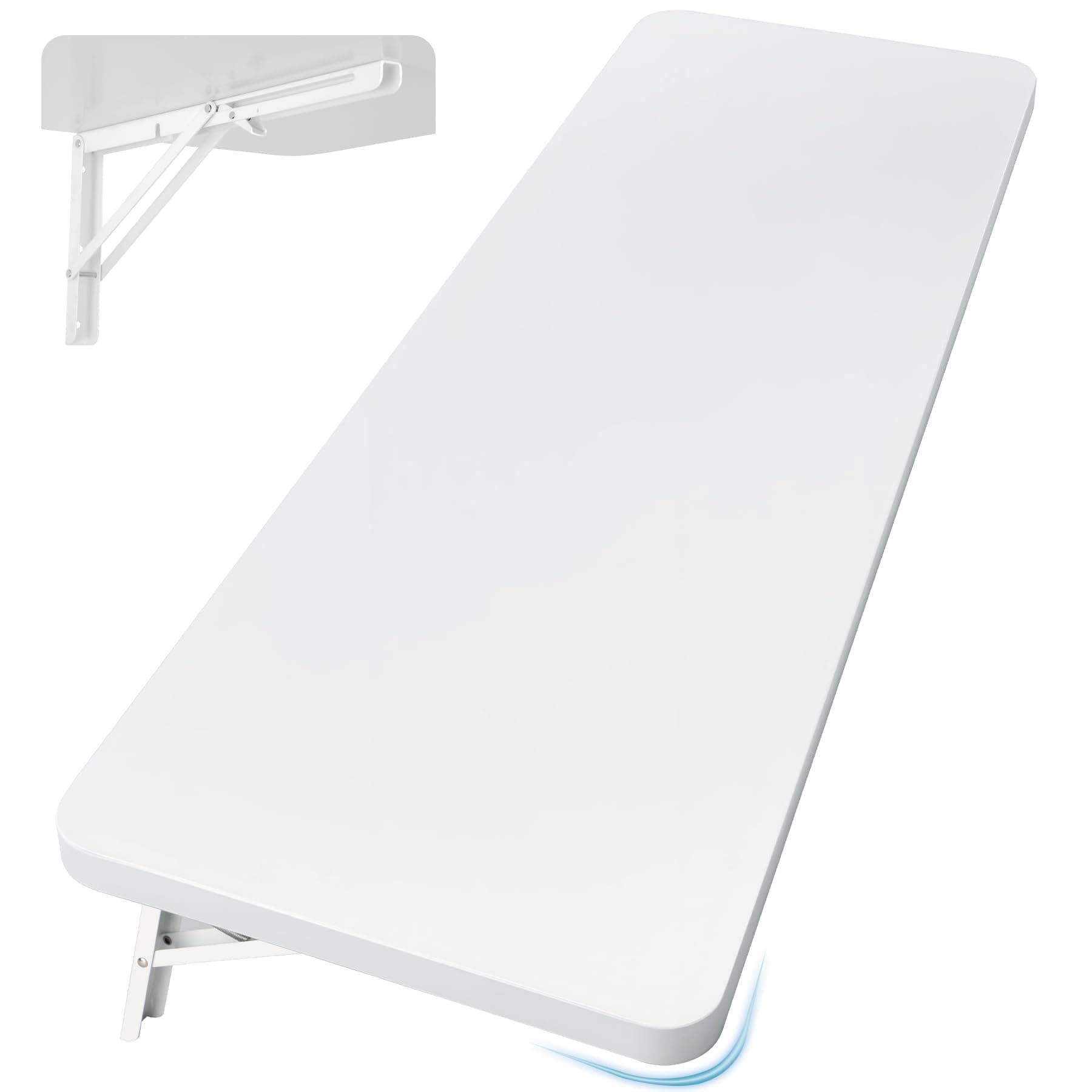 Neoaider Wall Mounted Folding Table 47.2”L x 19.7”W, Laundry Folding Table with Heavy Duty Metal Collapsible Shelf Brackets, Wall Mounted Desk Fold Down for Small Spaces, White