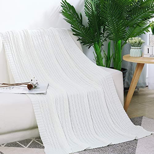 VanRolldexCable Knit Throw Blanket, Woven Throw Blanket for Bed Couch Sofa Home Decor Outdoor 51x70in