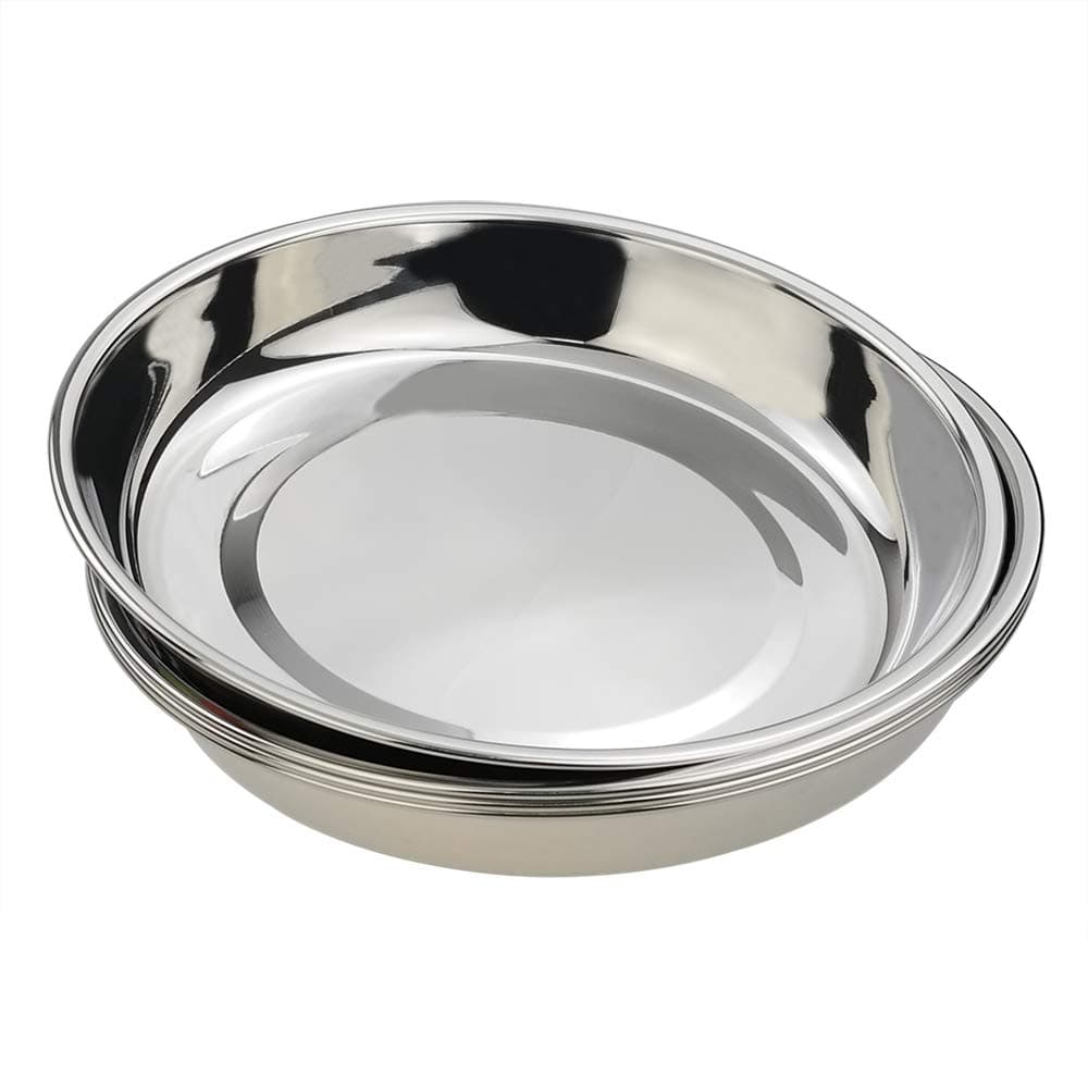 4-Pack Stainless Steel Dinner Plates Dish, Round Plate
