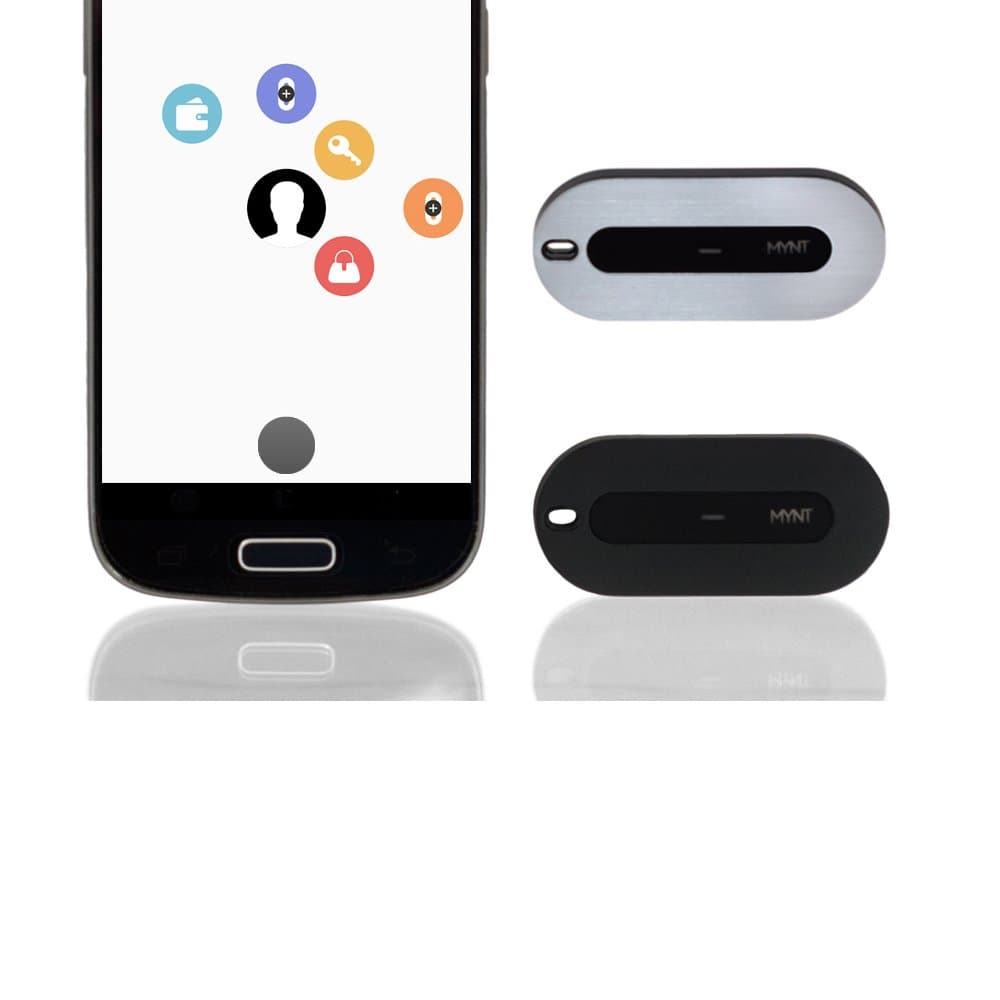 MYNT Smart Item Finder and Remote Control (New Edition)- Tracker, Item Finder, Phone Locator, Wallet Tracker, Smartphone Remote, Camera Remote, Presentation clicker (Two Units, Black and Silver)