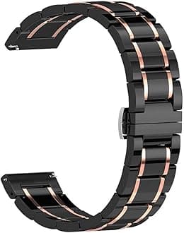 Watch Strap, 20mm 22mm 24mm Luxury Ceramic band for Women Men Watch Replacement Straps Smart Watch ceramic strap (Band Color : Black Rose Gold, Band Width : 24mm)