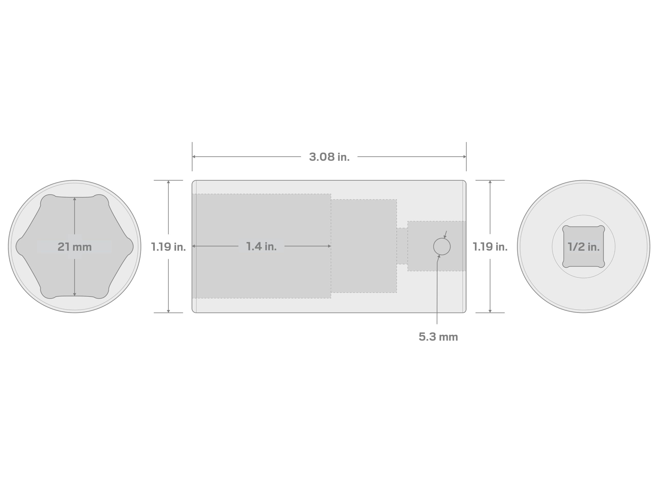 TEKTON 1/2 Inch Drive x 21 mm Deep 6-Point Impact Socket | SID23121