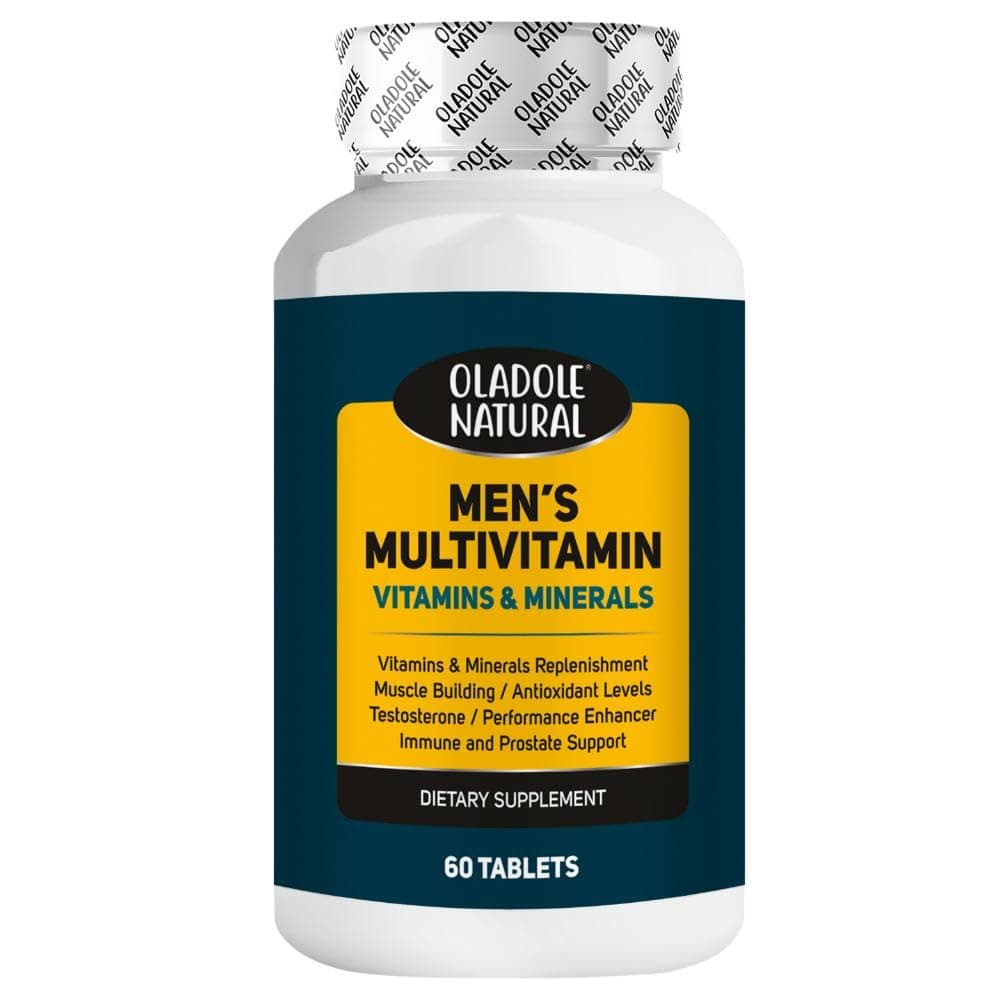 Oladole Natural Men's Multivitamin - 60 Tablets | Enriched with Vitamins A, C, D, E, B1, Folate, Iron, Calcium, Magnesium, Biotin, Zinc | Supports Muscle building, Energy, & Antioxidant Protection