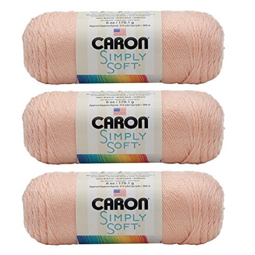 Simply Soft 3-Pack Yarn, 3oz, Gauge 4 Medium Worsted, 100% Acrylic - Light Country Peach - Machine Wash & Dry