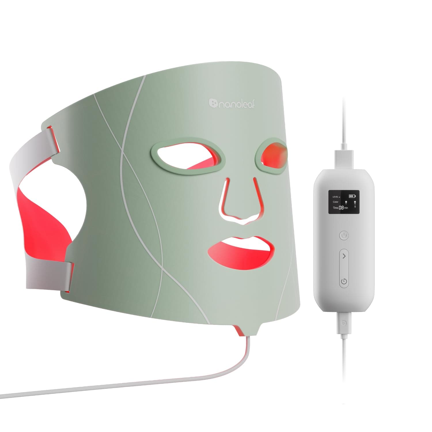 Nanoleaf FDA-Cleared LED Face Mask with 7 Light Therapy Modes - Professional Red, Blue & NIR Light Treatment Device for Wrinkles, Acne & Skin Rejuvenation - 432 LEDs, Rechargeable
