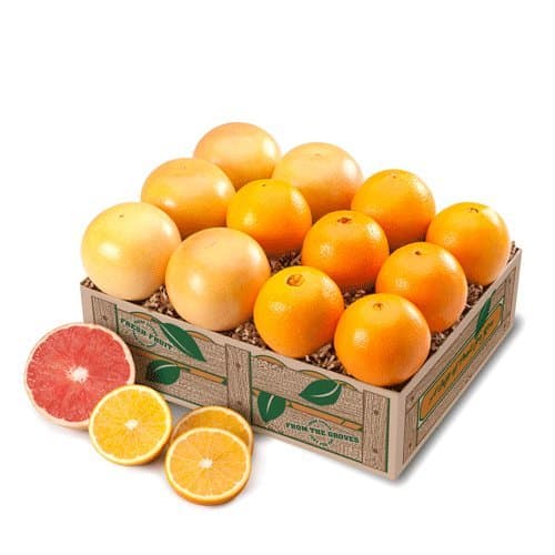 Indian River Ruby Red Grapefruit AND Navel Oranges Grove Fresh 2 Trays, 20lbs